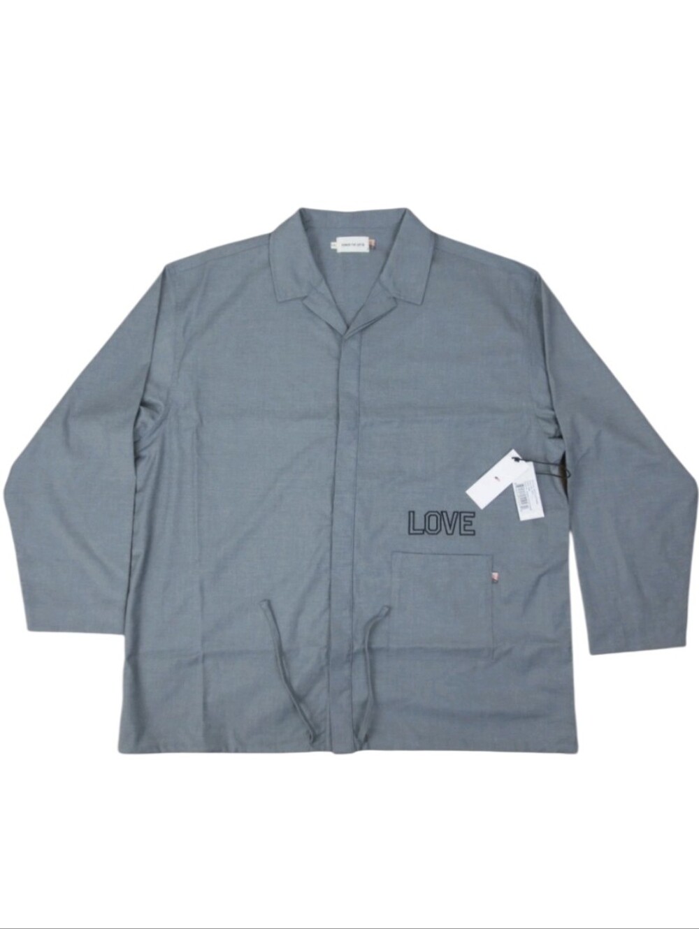 Light Grey Women's Lightweight Shirt Jacket with 'LOVE' Pocket